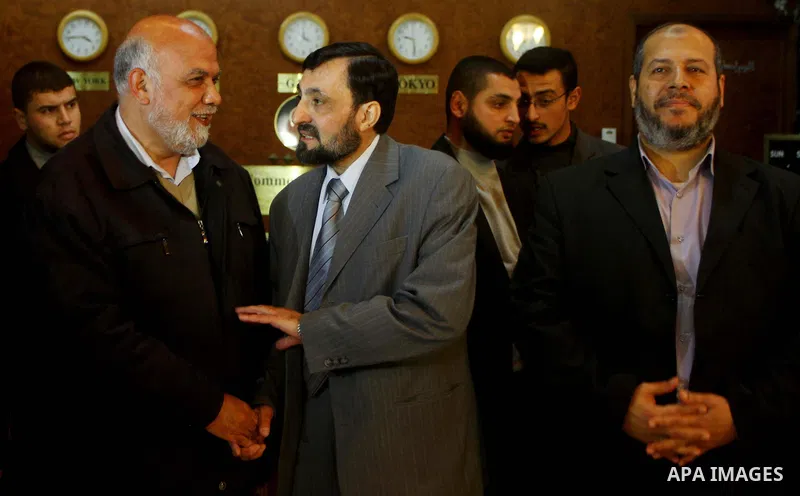 (FILES) This file photo taken on Febrayer 6, 2012 shows Hamas senior leader Imad al-Alami is welcomed by Hamas movement leaders and others after his arrival to Gaza Strip, in Gaza city. Al-Alami who died Tuesday, January...