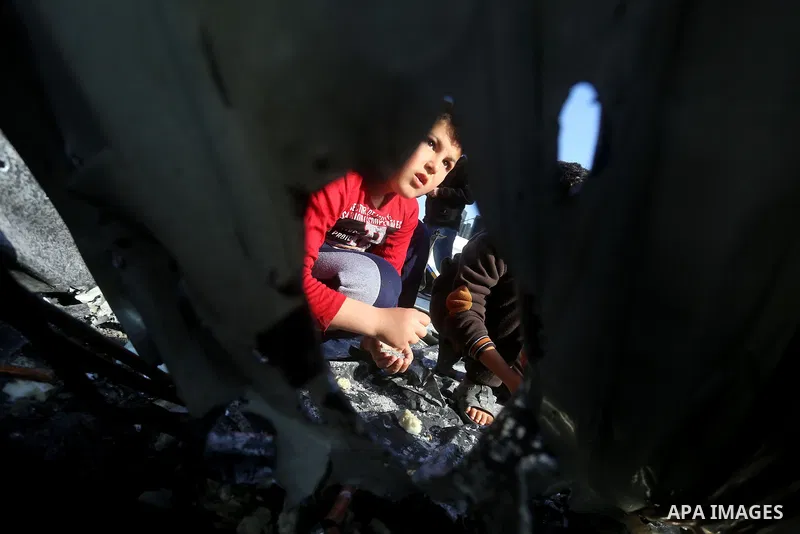 Palestinians check the damage after an attack carried out by the Israeli army in Beit Hanun in the northern Gaza Strip on February 2, 2018. Israeli forces struck a Hamas position in Gaza early today after a rocket was fi...