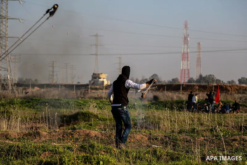 Palestinian protesters clash with Israeli security forces near the border with Israel, east of Gaza City on February 2, 2018 as demonstrations continue over the US president's controversial recognition of Jerusalem as Is...