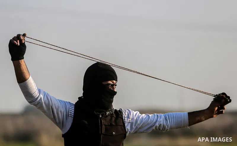 Palestinian protesters clash with Israeli security forces near the border with Israel, east of Gaza City on February 2, 2018 as demonstrations continue over the US president's controversial recognition of Jerusalem as Is...