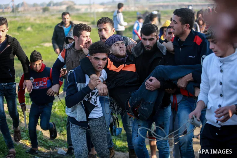 Palestinian protesters clash with Israeli security forces near the border with Israel, east of Gaza City on February 2, 2018 as demonstrations continue over the US president's controversial recognition of Jerusalem as Is...