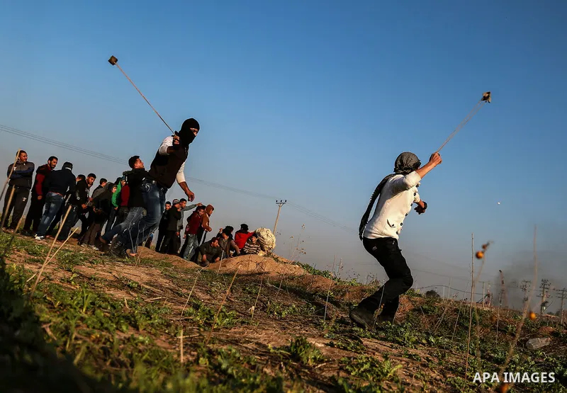 Palestinian protesters clash with Israeli security forces near the border with Israel, east of Gaza City on February 2, 2018 as demonstrations continue over the US president's controversial recognition of Jerusalem as Is...