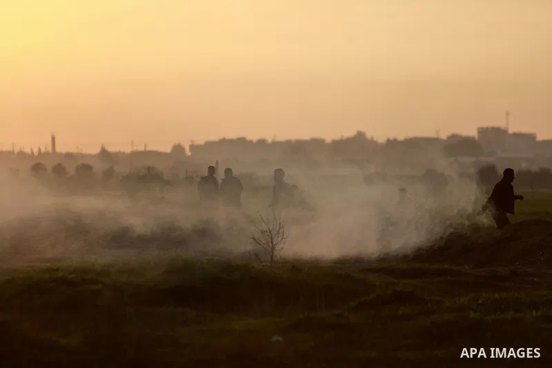 Palestinian protesters clash with Israeli security forces near the border with Israel, east of Gaza City on February 2, 2018 as demonstrations continue over the US president's controversial recognition of Jerusalem as Is...