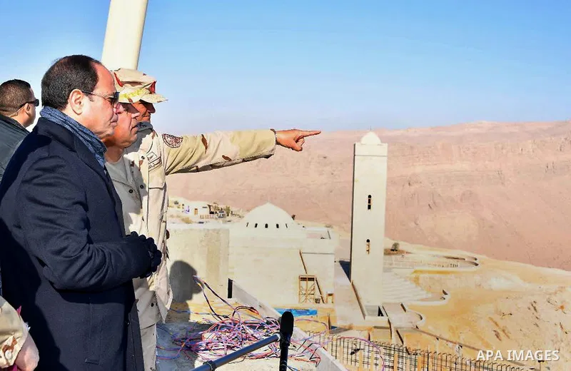 Egyptian President Abdel Fattah al-Sisi inspects the project of the Royal Plateau in Cairo, Egypt, on Feb. 02, 2018. Photo by Egyptian President Office