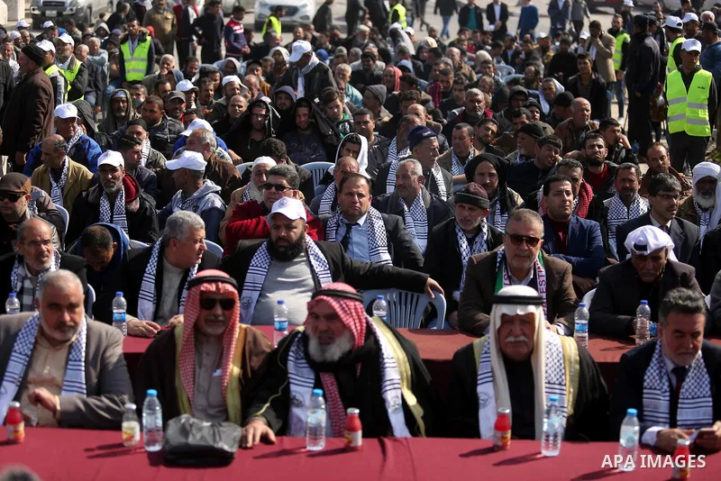 Palestinian fishermen attend a ceremony of support Palestinian fishermen project funded by the national islamic committee for development and social solidarity, in Gaza sea port on February 3, 2018. Photo by Ashraf Amra