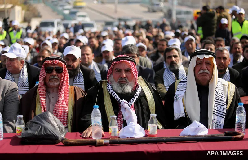 Palestinian fishermen attend a ceremony of support Palestinian fishermen project funded by the national islamic committee for development and social solidarity, in Gaza sea port on February 3, 2018. Photo by Ashraf Amra