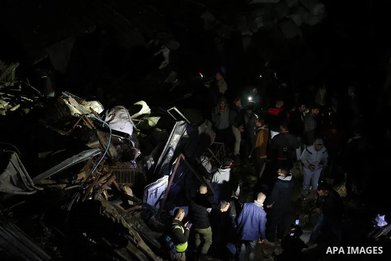 Palestinians inspect the damage of the house demolished by Israeli forces during a military operation in the West Bank city of Jenin, on february. 03, 2018. Photo by Shadi Jarar'ah