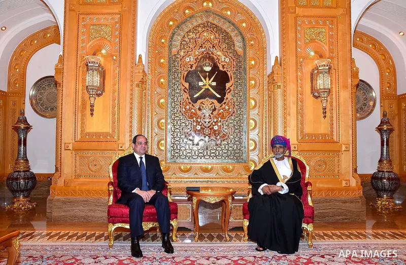 Egyptian President Abdel Fattah al-Sisi meets with Oman's Sultan Qaboos bin Said in Muscat on February 4, 2018. Photo by Egyptian President Office