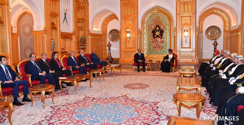 Egyptian President Abdel Fattah al-Sisi meets with Oman's Sultan Qaboos bin Said in Muscat on February 4, 2018. Photo by Egyptian President Office