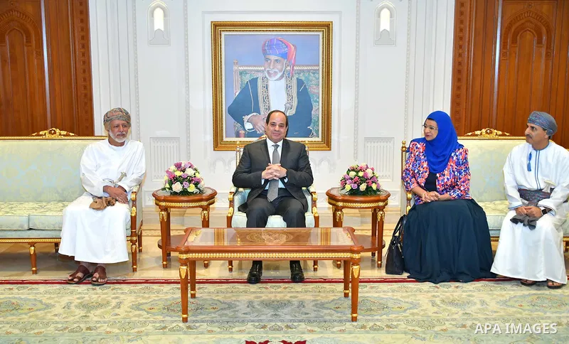 Egyptian President Abdel Fattah al-Sisi visits the Oman's Opera House in the Gulf sultanate of Oman on February 5, 2018. Photo by Egyptian President Office