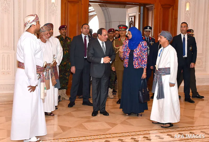 Egyptian President Abdel Fattah al-Sisi visits the Oman's Opera House in the Gulf sultanate of Oman on February 5, 2018. Photo by Egyptian President Office