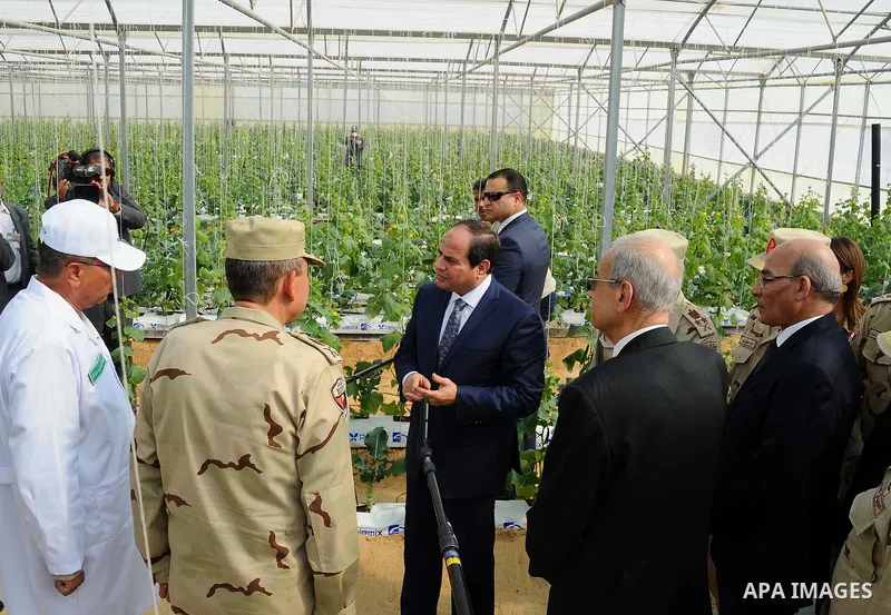 Egyptian President Abdel Fattah al-Sisi attends the inauguration of an agricultural project at Mohamed Naguib military base in al-Hammam region, about 90 kilometres west of Egypt's second city of Alexandria on February 8...