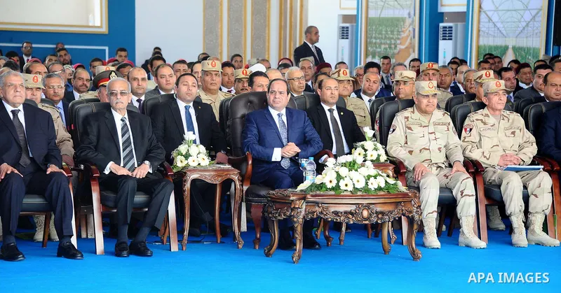 Egyptian President Abdel Fattah al-Sisi attends the inauguration of an agricultural project at Mohamed Naguib military base in al-Hammam region, about 90 kilometres west of Egypt's second city of Alexandria on February 8...