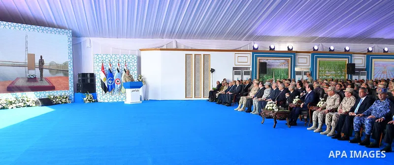 Egyptian President Abdel Fattah al-Sisi attends the inauguration of an agricultural project at Mohamed Naguib military base in al-Hammam region, about 90 kilometres west of Egypt's second city of Alexandria on February 8...