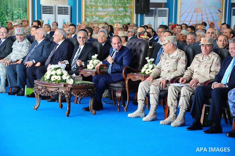 Egyptian President Abdel Fattah al-Sisi attends the inauguration of an agricultural project at Mohamed Naguib military base in al-Hammam region, about 90 kilometres west of Egypt's second city of Alexandria on February 8...