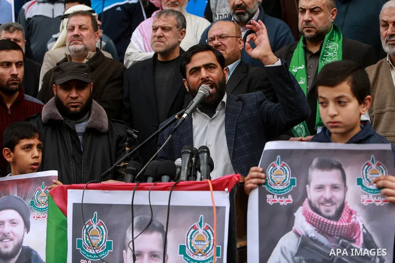 Mushir Al Masri, a Hamas MP speaks during a rage protest after Israeli security forces killed Ahmed Nasr Jarrar who suspected of being behind the killing of a Jewish settler last month, after a manhunt that lasted almost...