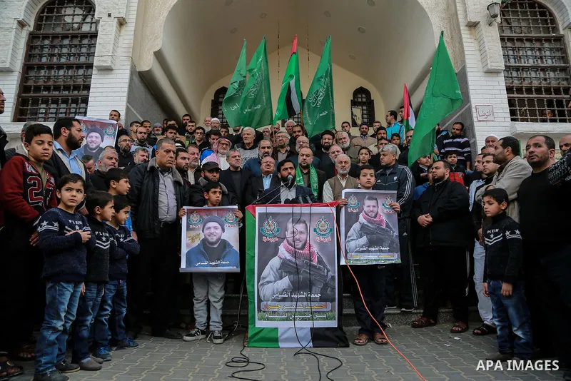 Mushir Al Masri, a Hamas MP speaks during a rage protest after Israeli security forces killed Ahmed Nasr Jarrar who suspected of being behind the killing of a Jewish settler last month, after a manhunt that lasted almost...
