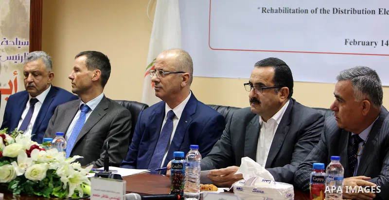 Palestinian Prime Minister, Rami Hamdallah, attends a Celebrating the completion of the rehabilitation project of electricity networks, in the West bank city of Ramallah, on February 14, 2018. Photo by Prime Minister Off...