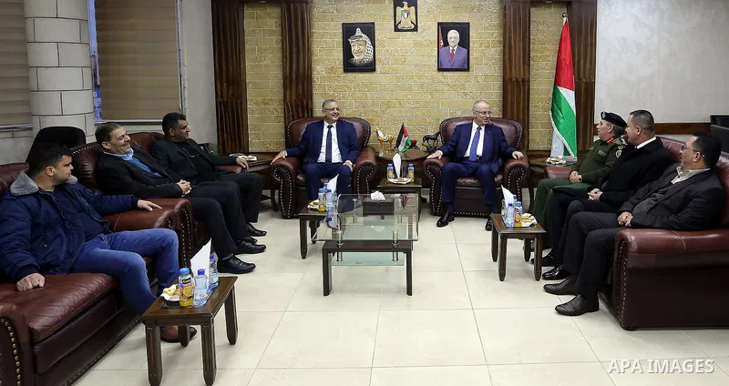 Palestinian Prime Minister, Rami Hamdallah, attends a Celebrating the completion of the rehabilitation project of electricity networks, in the West bank city of Ramallah, on February 14, 2018. Photo by Prime Minister Off...
