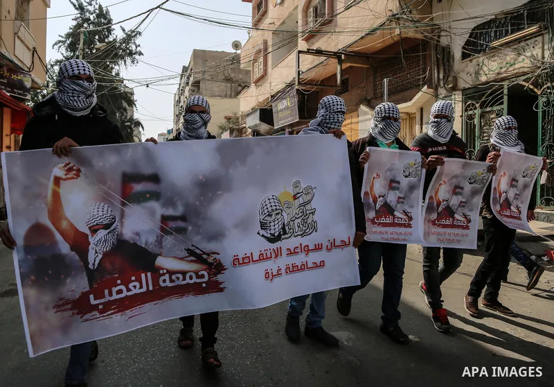 Palestinian take part during a protest against Trump's decision to recognize Jerusalem as the capital of Israel, in Gaza city on February 16, 2018. US President Donald Trump has reiterated that the issue of Jerusalem is...