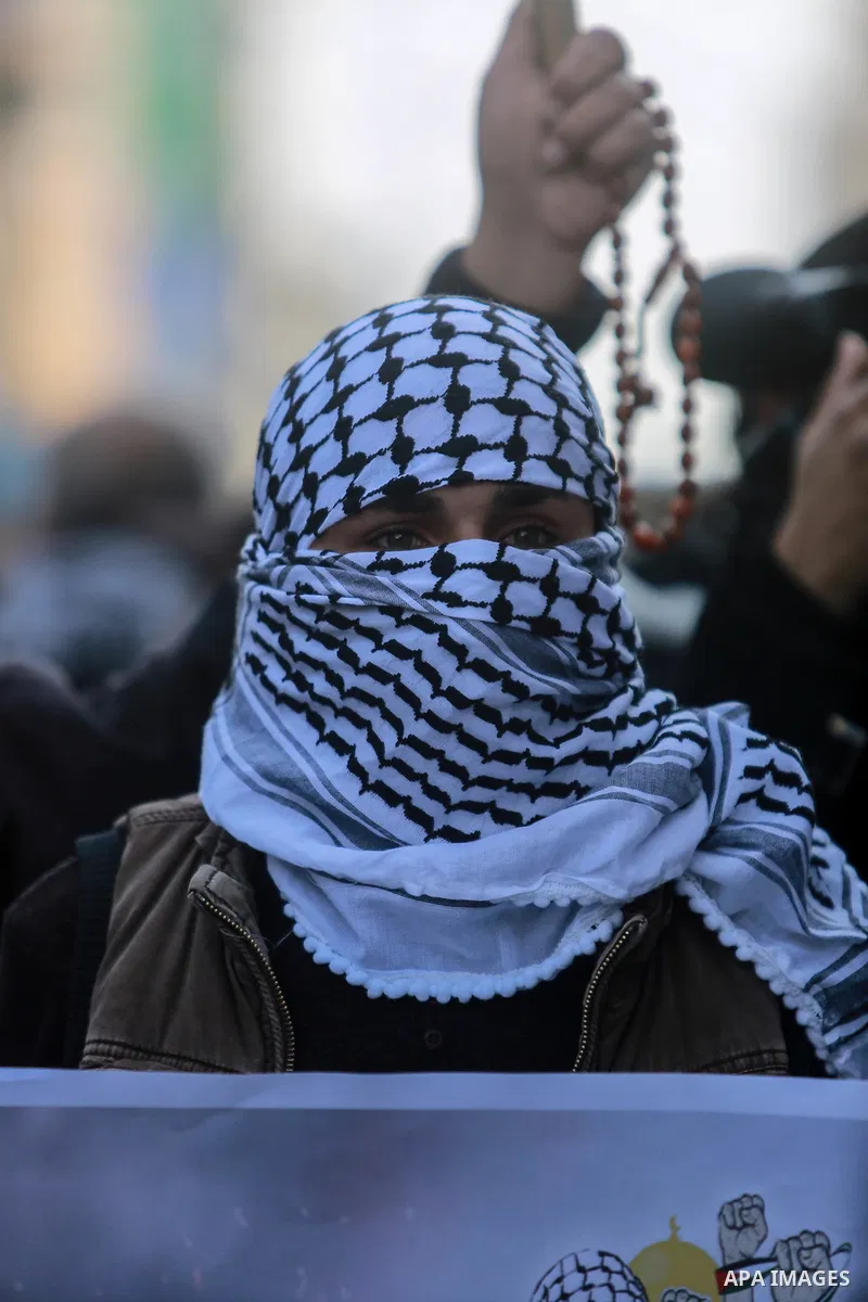 Palestinian take part during a protest against Trump's decision to recognize Jerusalem as the capital of Israel, in Gaza city on February 16, 2018. US President Donald Trump has reiterated that the issue of Jerusalem is...