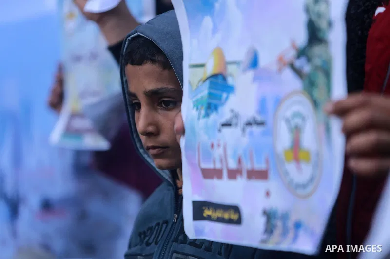 Palestinian take part during a protest against Trump's decision to recognize Jerusalem as the capital of Israel, in Gaza city on February 16, 2018. US President Donald Trump has reiterated that the issue of Jerusalem is...