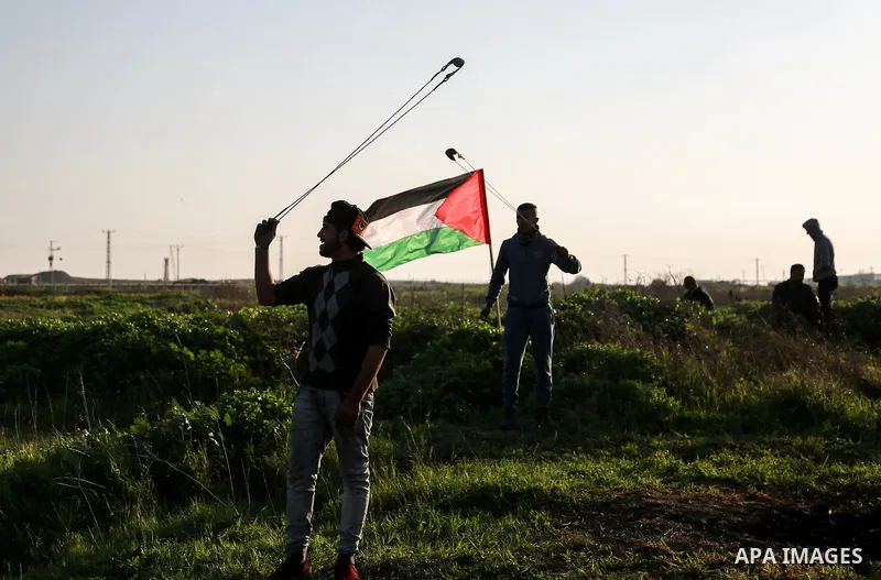 Palestinian protesters clash with Israeli security forces as demonstrations continue over US President Donald Trump's declaration of Jerusalem as Israel's capital near the border with Israel east of Gaza city February 16...