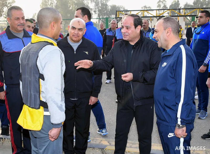 Egyptian President Abdel Fattah al-Sisi visits the military college in Cairo, Egypt, on February 19, 2018. Photo by Egyptian President Office