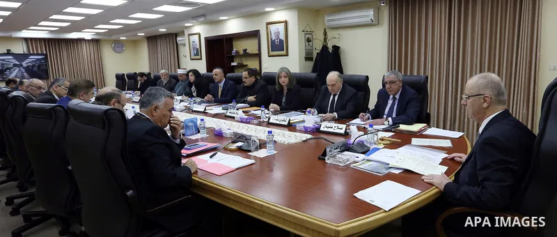 Palestinian Prime Minister, Rami Hamdallah, chairs a meeting of minister council, in the West bank city of Ramallah, on February 20, 2018. Photo by Prime Minister Office