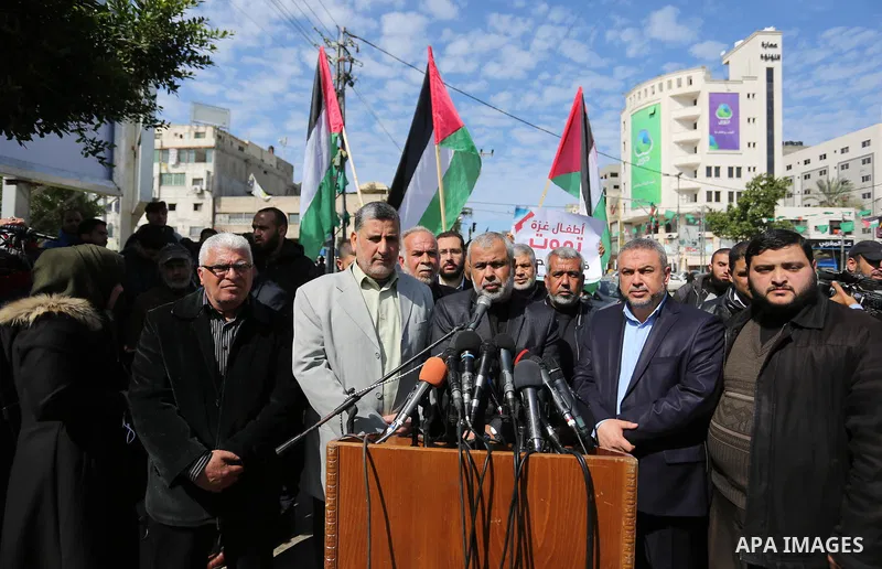 Director general of the internal security forces Tawfeeq Abu Naeem's speaks during a press conference, in Gaza City on February 20, 2018. Photo by Ashraf Amra