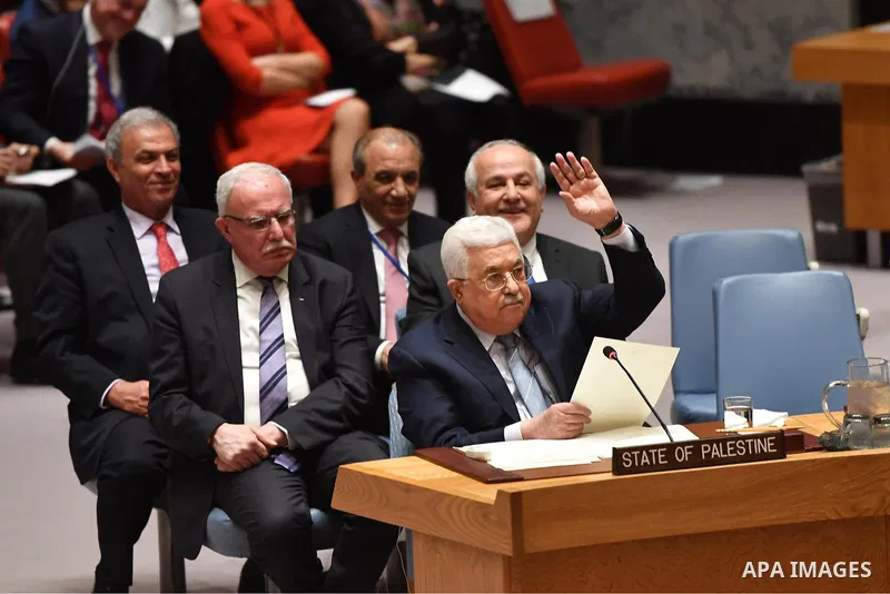 Palestinian President Mahmoud Abbas speaks during a United Nations Security Council concerning meeting concerning issues in the Middle East, at UN headquarters, February 20, 2018 in New York City. Abbas called for an int...