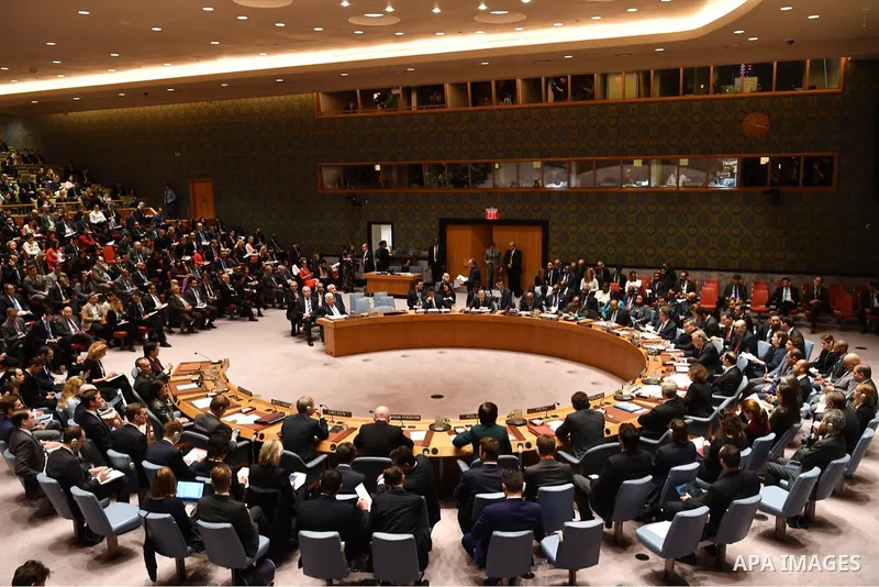 The United Nations Security Council meets concerning issues in the Middle East, at UN headquarters, February 20, 2018 in New York City. President of Palestine and Palestinian National Authority Mahmoud Abbas called for a...