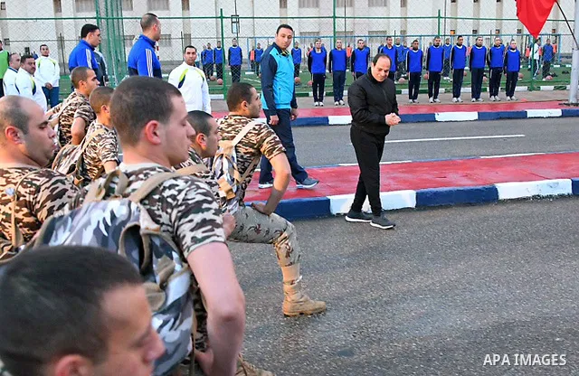 Egyptian President Abdel Fattah al-Sisi visits the Police Academy in Cairo, Egypt, on February 23, 2018. Photo by Egyptian President Office