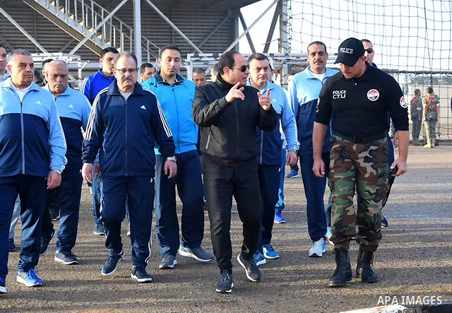 Egyptian President Abdel Fattah al-Sisi visits the Police Academy in Cairo, Egypt, on February 23, 2018. Photo by Egyptian President Office