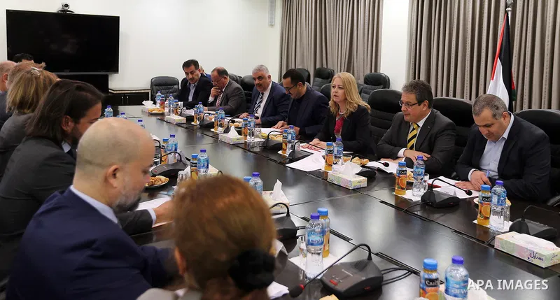 Advisor to Palestinian Prime Minister Khairia Rasas chairs a meeting in the West Bank city of Ramallah, on February 28, 2018. Photo by Prime Minister Office