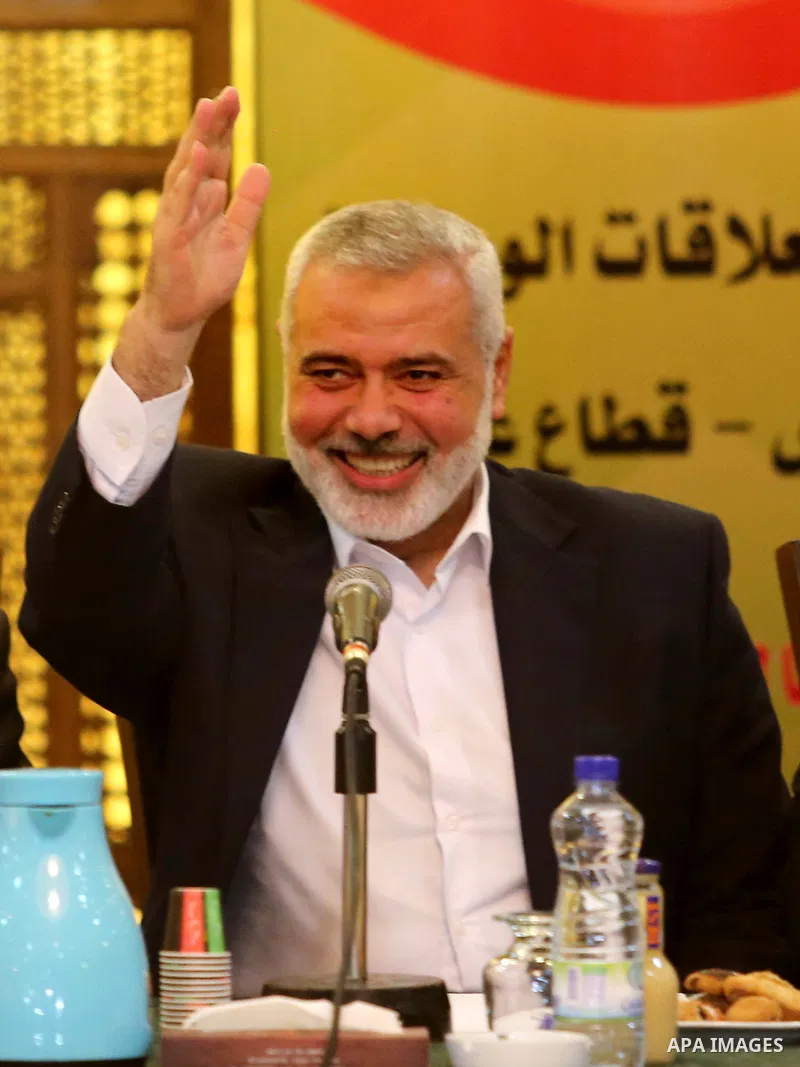 Hamas Chief Ismail Haniyeh attends a meeting with Palestinian faction leaders, in Gaza city on March 5, 2018. Photo by Ashraf Amra