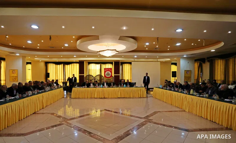 Hamas Chief Ismail Haniyeh attends a meeting with Palestinian faction leaders, in Gaza city on March 5, 2018. Photo by Ashraf Amra