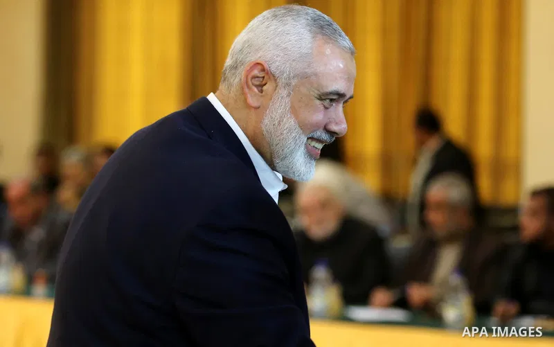 Hamas Chief Ismail Haniyeh arrives before his meeting with Palestinian faction leaders, in Gaza city on March 5, 2018. Photo by Ashraf Amra