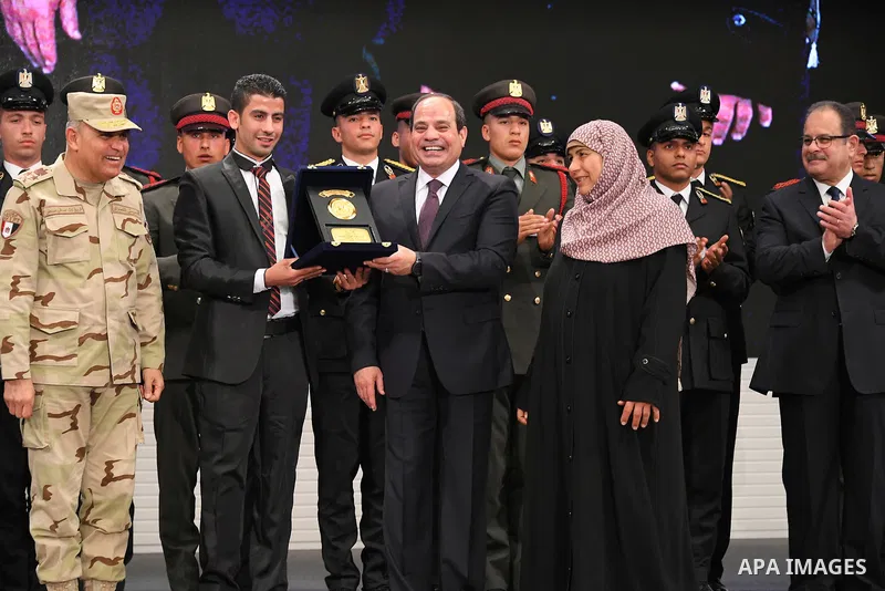 Egyptian President Abdel Fattah al-Sisi attends a conference commemorating the country's martyrs, in Cairo, Egypt on March 15, 2018. Photo by Egyptian President Office