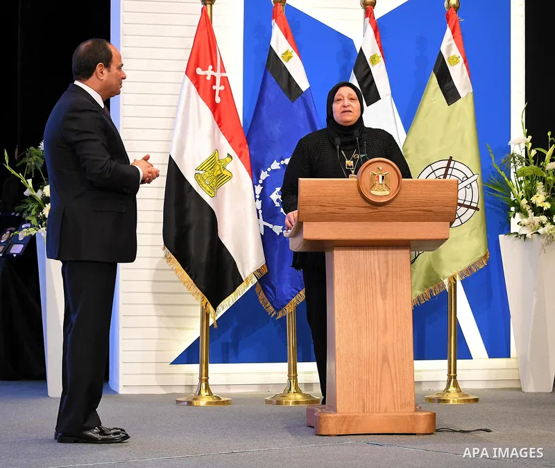 Egyptian President Abdel Fattah al-Sisi attends a conference commemorating the country's martyrs, in Cairo, Egypt on March 15, 2018. Photo by Egyptian President Office