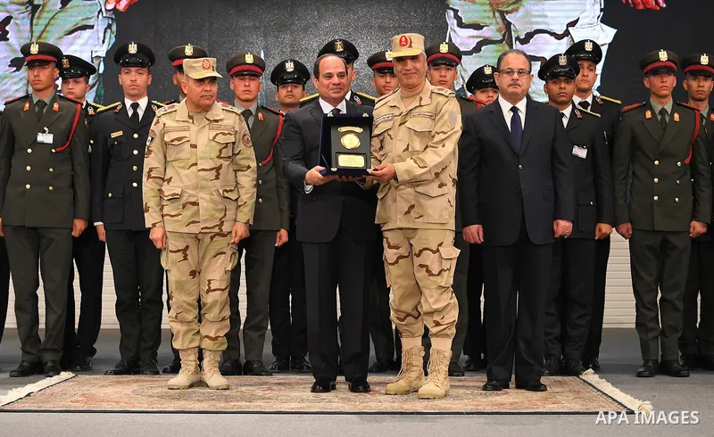 Egyptian President Abdel Fattah al-Sisi attends a conference commemorating the country's martyrs, in Cairo, Egypt on March 15, 2018. Photo by Egyptian President Office