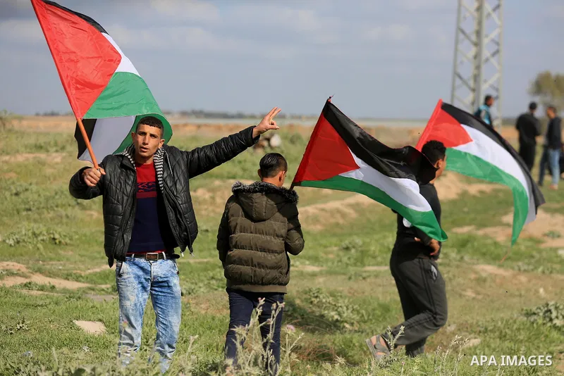 Palestinian protesters clash with Israeli security forces in response to the United States' decision to recognize Jerusalem as the Capital of Israel near the border with Israel in east of Gaza city on March 16, 2018. Aft...