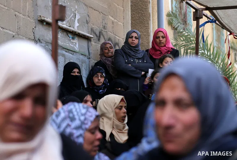 Relatives of Palestinian Jihad Abu Jamous who was killed a day earlier during clashes with Israeli security forces in a tent city protest along the Israel border with Gaza, demanding the right to return to their homeland...