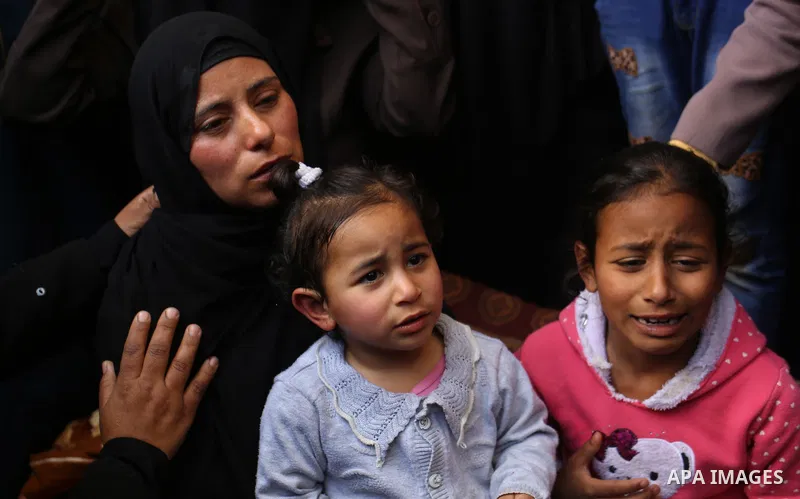 Relatives of Palestinian Jihad Abu Jamous who was killed a day earlier during clashes with Israeli security forces in a tent city protest along the Israel border with Gaza, demanding the right to return to their homeland...