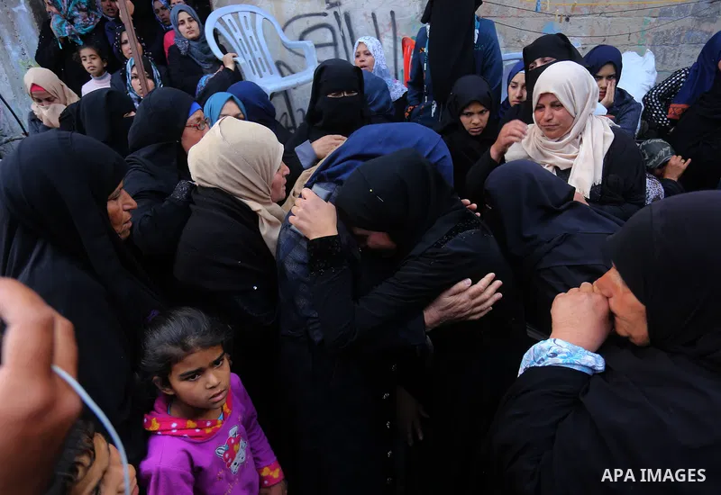 Relatives of Palestinian Jihad Abu Jamous who was killed a day earlier during clashes with Israeli security forces in a tent city protest along the Israel border with Gaza, demanding the right to return to their homeland...