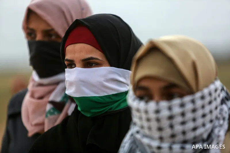Palestinians take part in a tent city protest along the Israel border with Gaza, demanding the right to return to their homeland, in the east of Gaza city on April 3, 2018. Photo by Mohammed Dahman