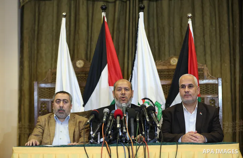 Senior Hamas leader Khalil al-Hayah speaks during a press conference in Gaza city on April 28, 2018. Photo by Mahmoud Nasser