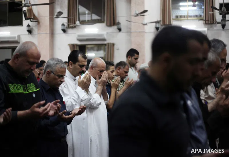 Palestinian Muslim worshipers perform "Taraweeh", nightly prayer of the holy month of Ramadan, at a mosque, in Gaza city, on May 16, 2018. Ramadan is sacred to Muslims because it is during that month that tradition says...