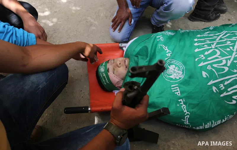 Relatives of Palestinian Mohammed Alian, 20, who died of wounds he sustained during clashes with Israeli troops in a tent city protest where Palestinians demand the right to return to their homeland and against U.S. emba...