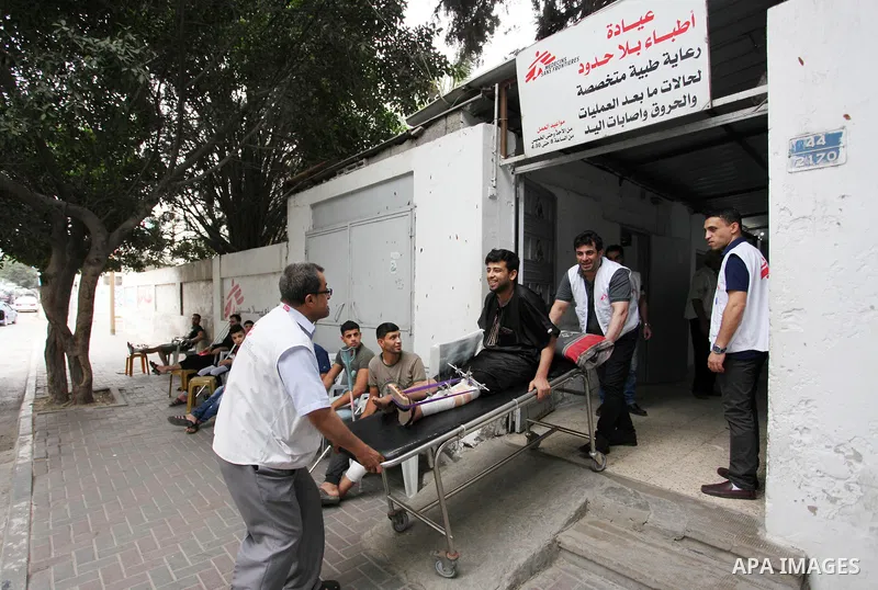 Palestinians who were injured during clashes with Israeli troops in tents protest where Palestinians demand their rights to return to their homeland at Israel-Gaza border, wait to receive treatment at Doctors Without Bor...
